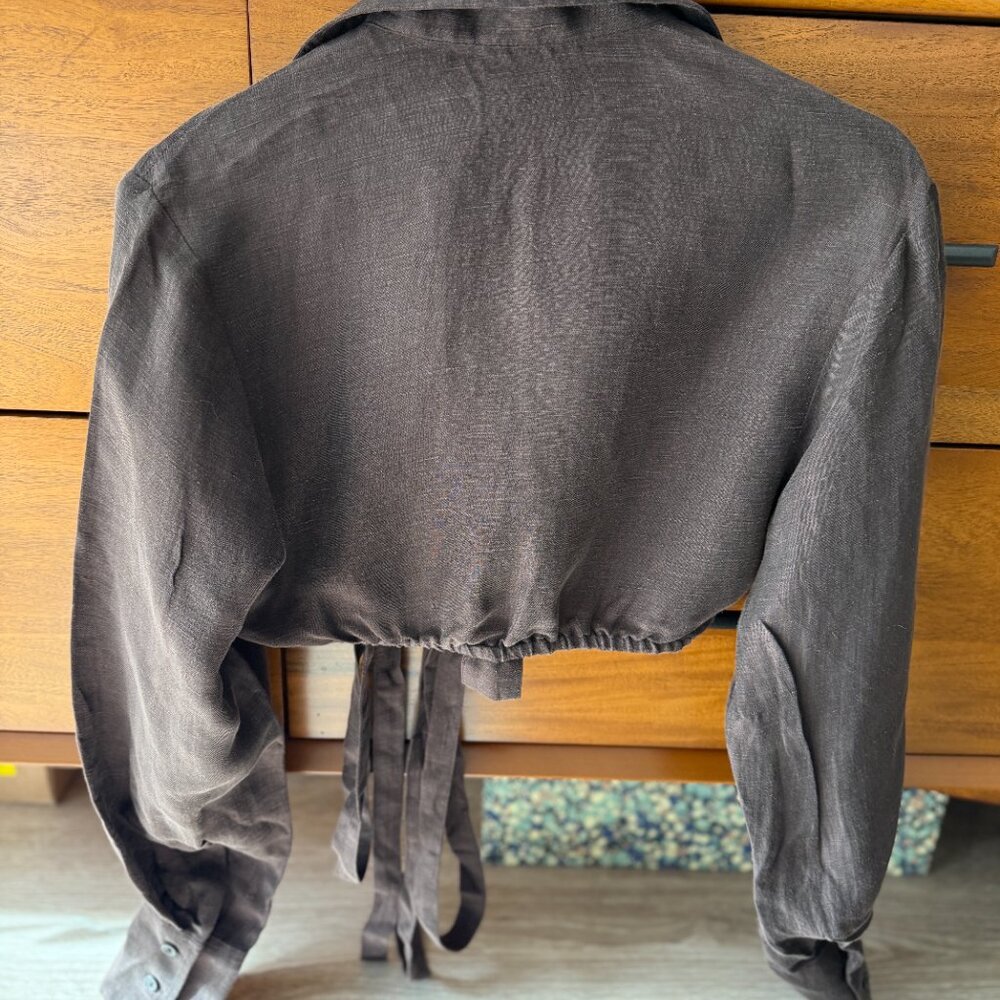 NWT & Other Stories coordinating cupro linen shirt in brown - Picture 4 of 4
